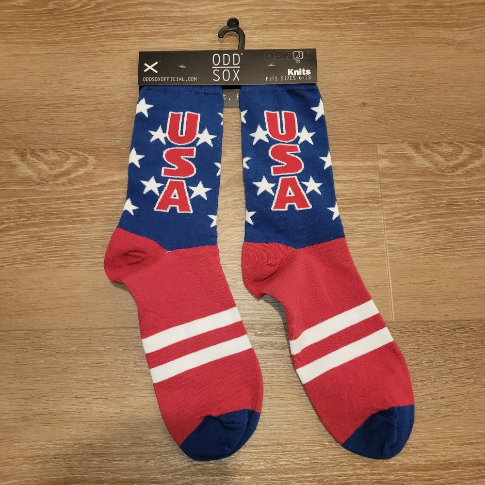 Odd Sox USA Red White & Blue Socks Sizes 6-13 Men's America Flag New